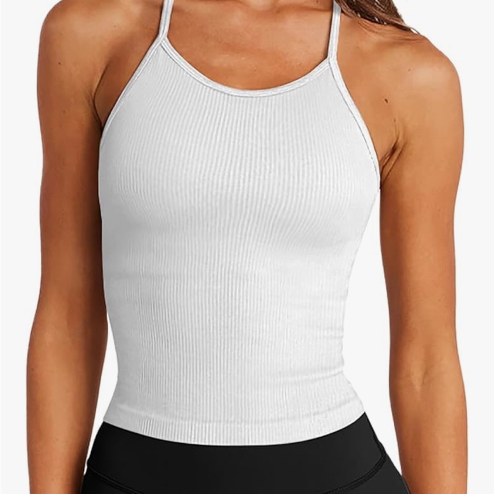 White Ribbed Tank Top